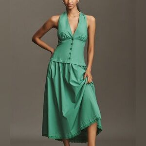 Elegant Green Halter Dress